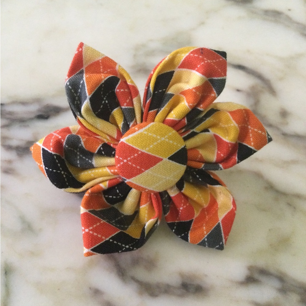 Halloween Argyle Design Dog Flower Bow